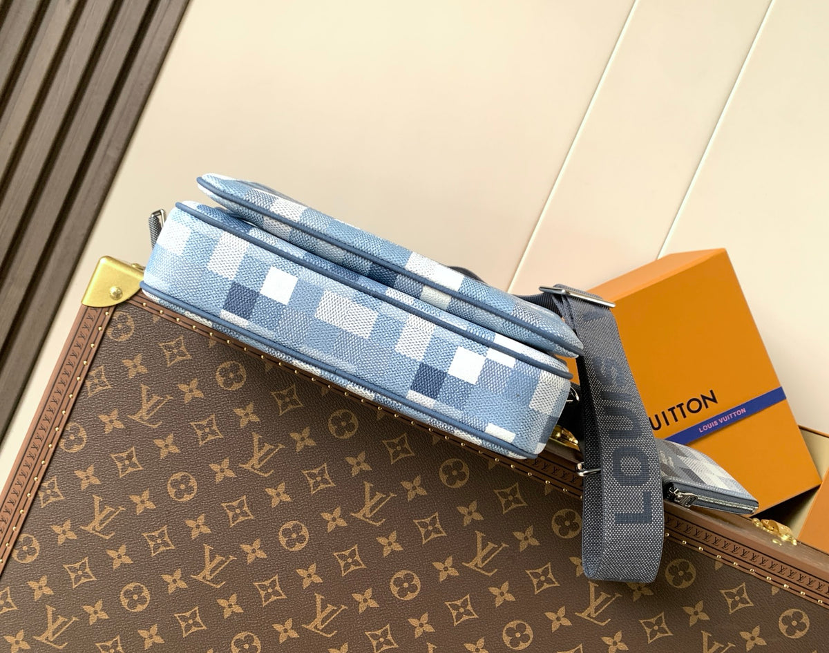 Bag Trio Messenger LV CAMUFLADA Azul Índigo