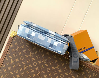 Bag Trio Messenger LV CAMUFLADA Azul Índigo