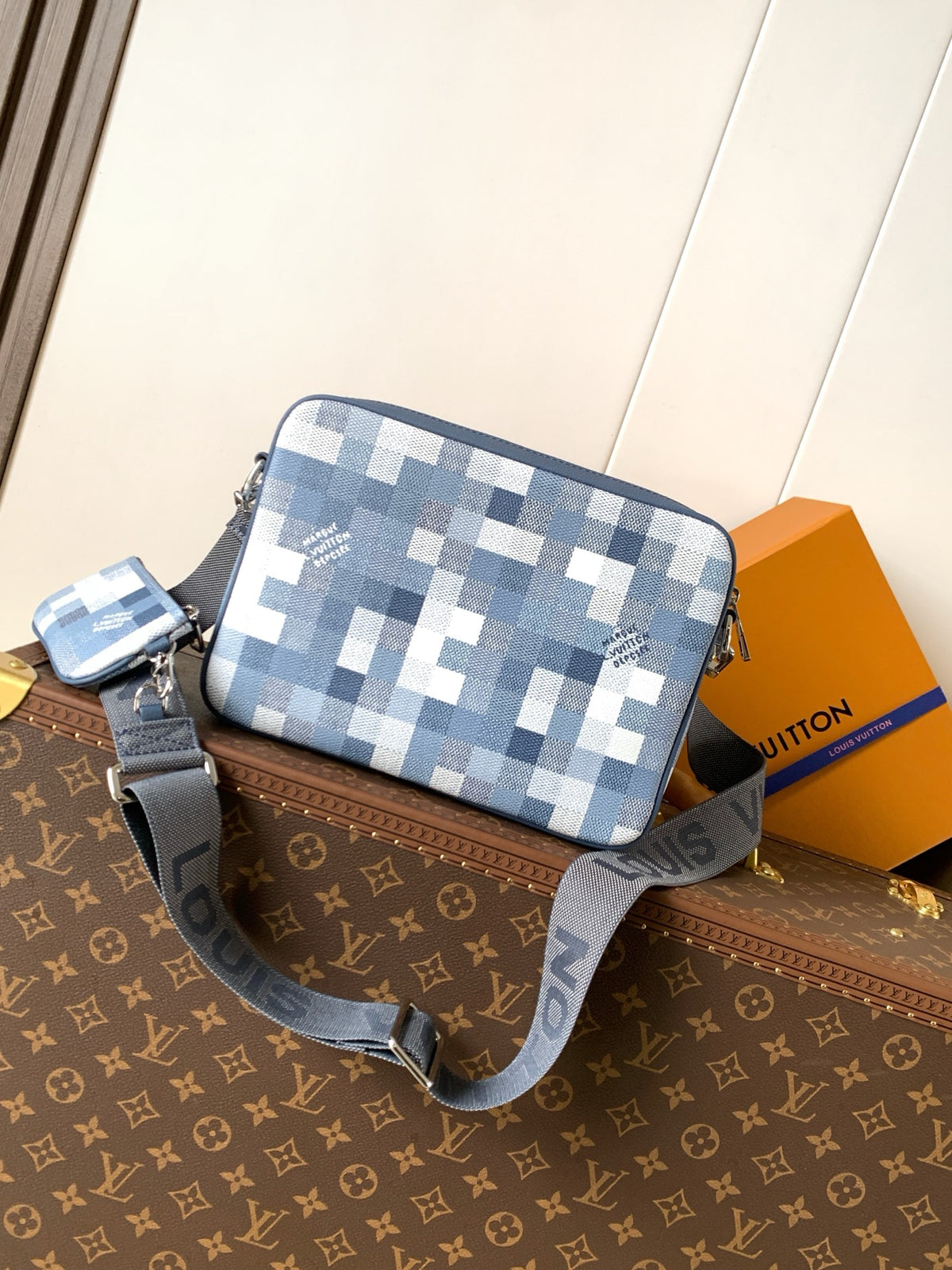 Bag Trio Messenger LV CAMUFLADA Azul Índigo