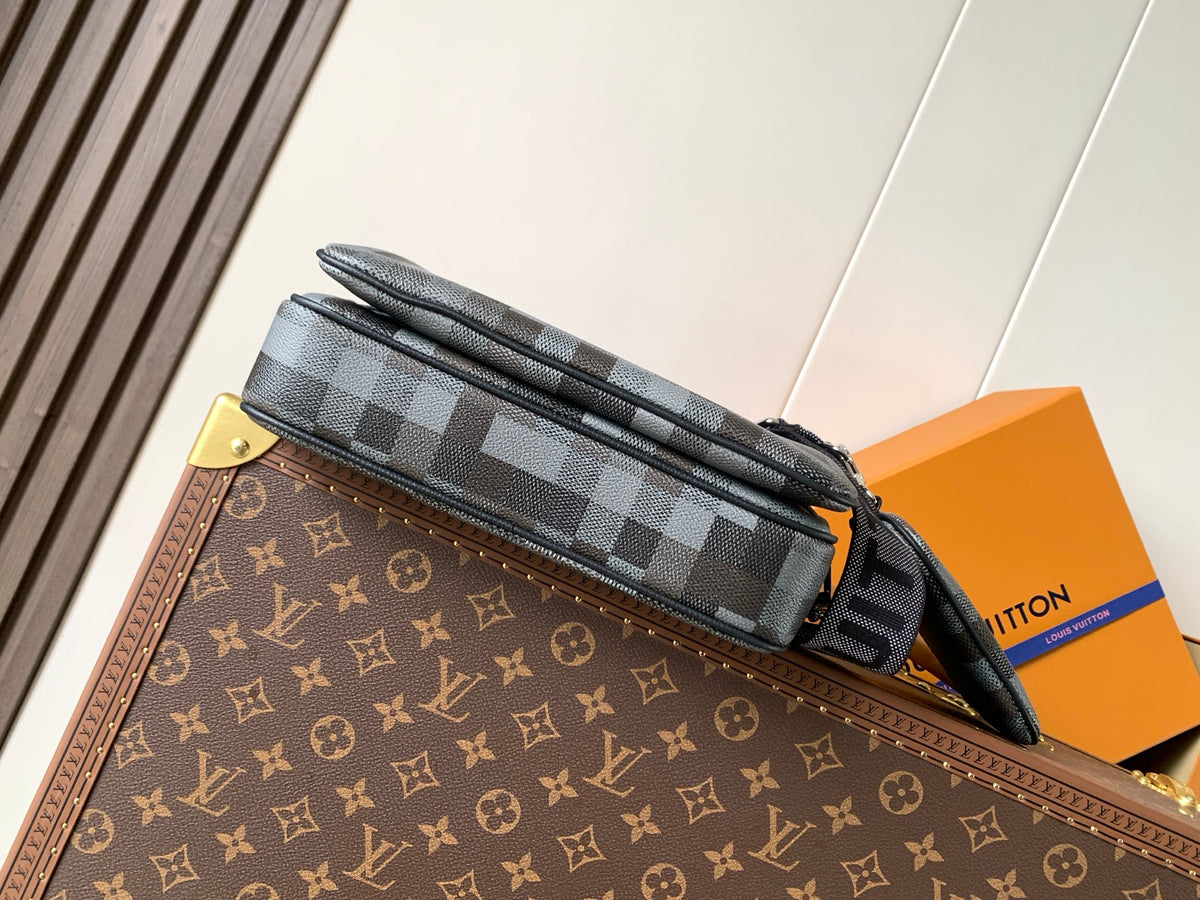 Bag Trio Messenger LV CAMUFLADA Azul Índigo