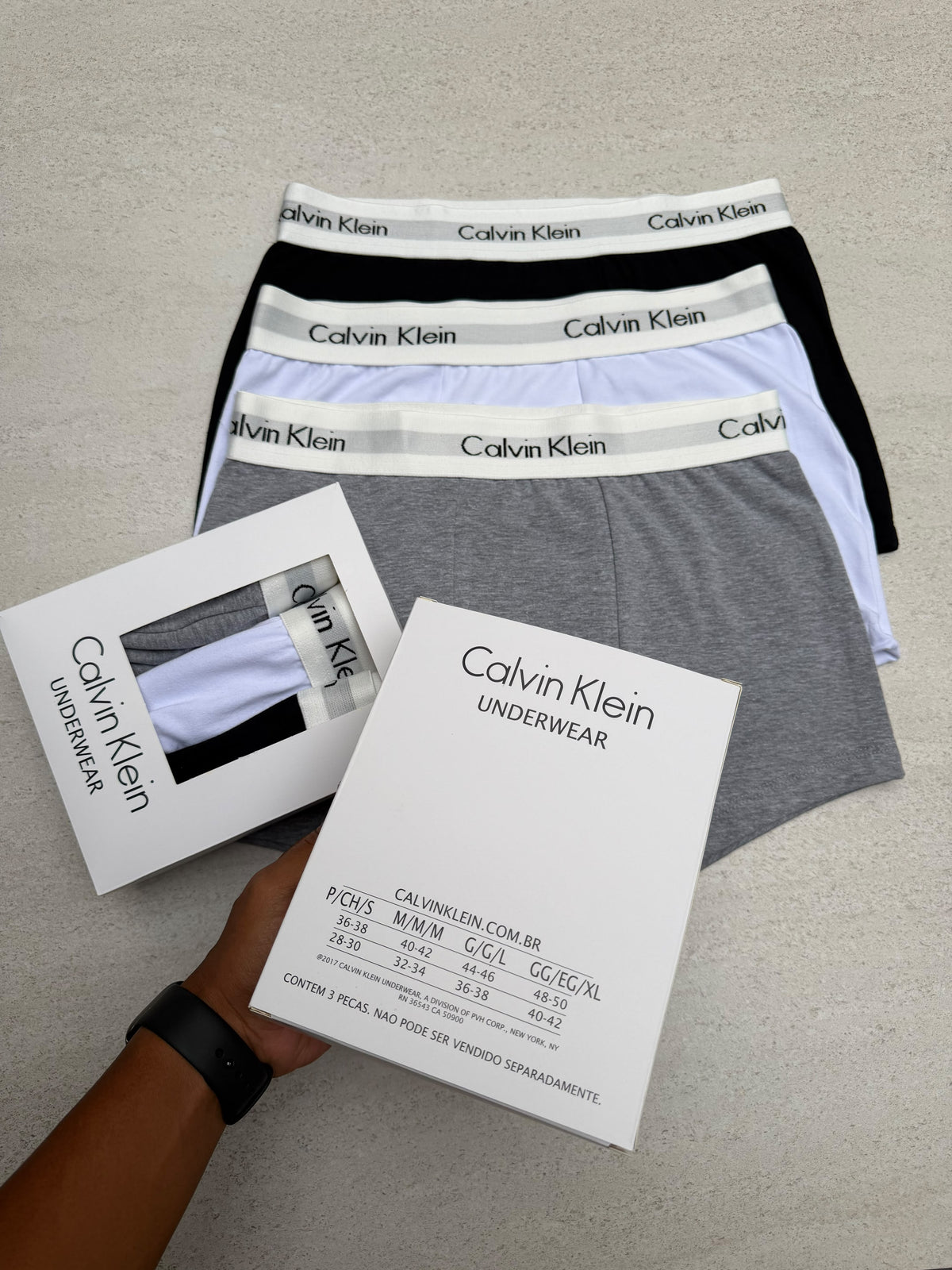 Kit 3 cuecas CK em algodão