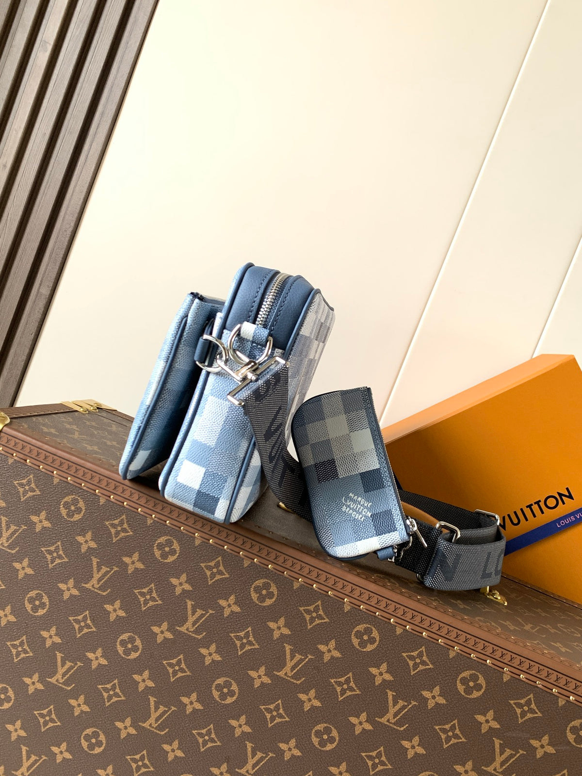 Bag Trio Messenger LV CAMUFLADA Azul Índigo