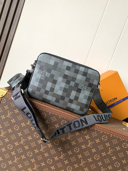 Bag Trio Messenger LV CAMUFLADA Azul Índigo