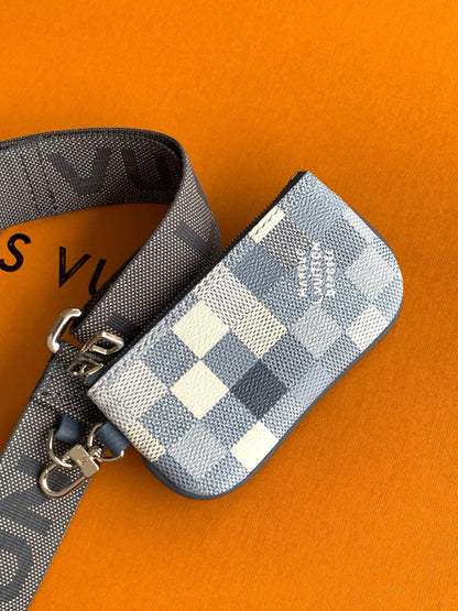Bag Trio Messenger LV CAMUFLADA Azul Índigo